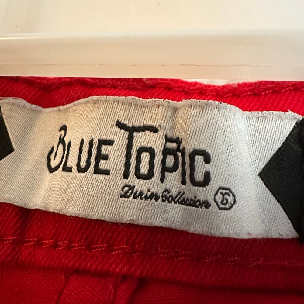 Blue Topic Women Red Jeans Tie Up Sides Size Medium Sparkle Laces - Picture 6 of 8